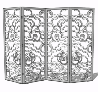 现代缕空屏风隔断su模型