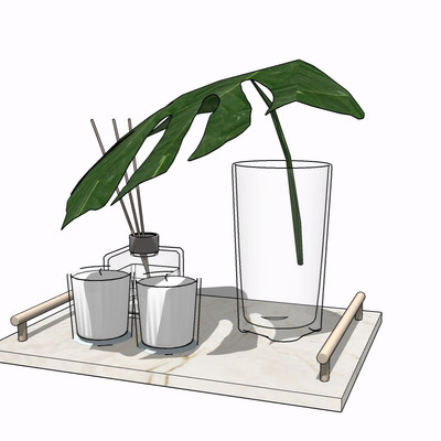 现代玻璃花瓶su模型