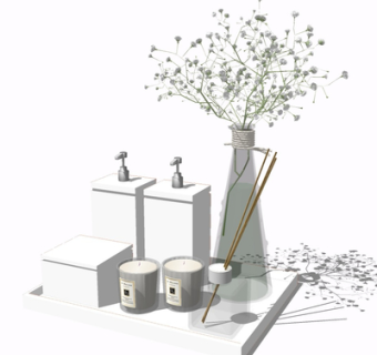 现代玻璃花瓶花卉su模型