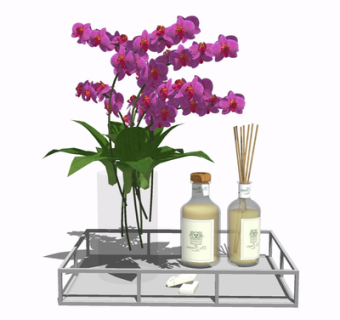 现代香薰花瓶花卉su模型