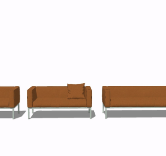 现代布艺多人沙发su模型