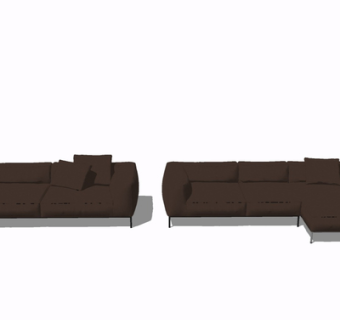 现代布艺多人沙发su模型