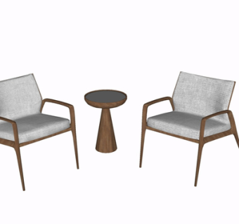 现代实木休闲桌椅su模型