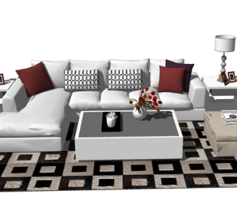 现代布艺组合沙发su模型