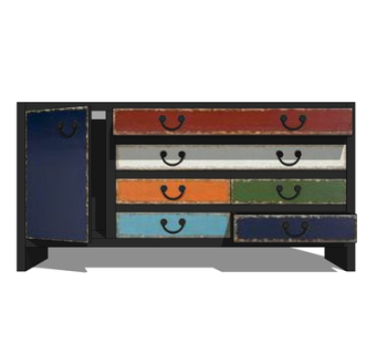 现代实木边柜su模型