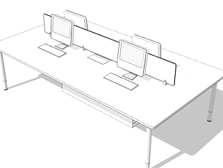 现代卡位办公桌椅su模型