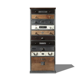 工业风实木斗柜su模型