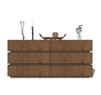 现代实木边柜su模型