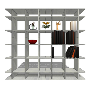 现代实木装饰架su模型