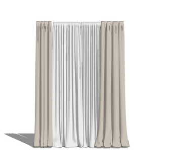 现代布艺窗帘su模型