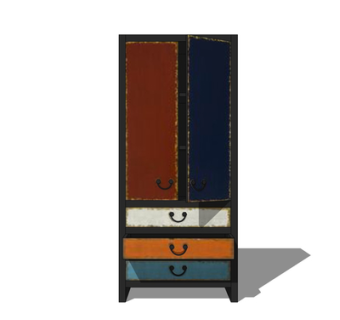 现代实木衣柜su模型