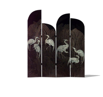 现代仙鹤屏风su模型