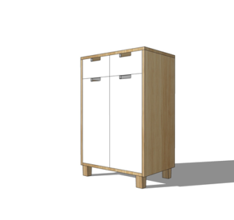 现代实木边柜su模型