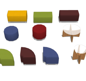 现代布艺沙发凳su模型