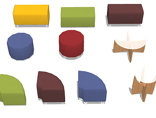 现代布艺沙发凳su模型