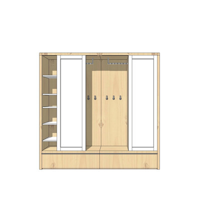现代实木衣柜su模型