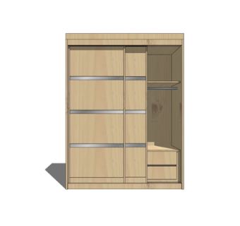 现代实木衣柜su模型