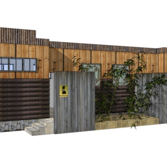 新中式公用厕所su模型