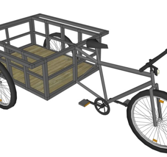 现代三轮自行车su模型