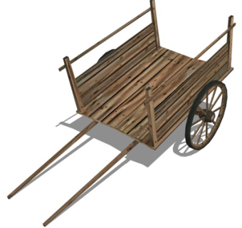 现代实木板车su模型