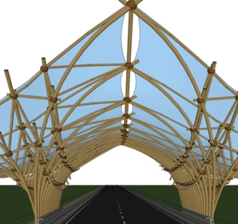 现代候车亭su模型