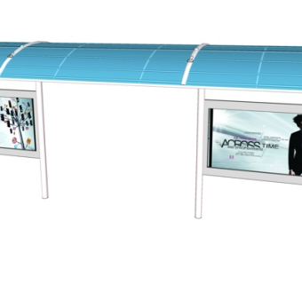 现代公交站候车亭su模型