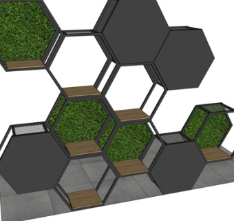 现代六边形装饰架su模型