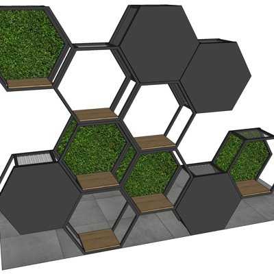 现代六边形装饰架su模型