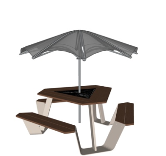 现代户外休闲桌椅su模型