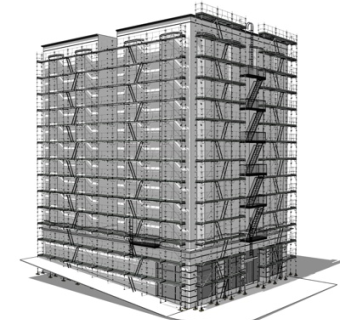 现代公寓楼su模型