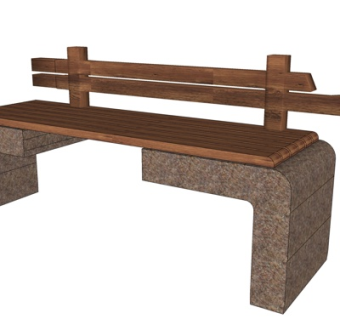 新中式户外公用椅su模型