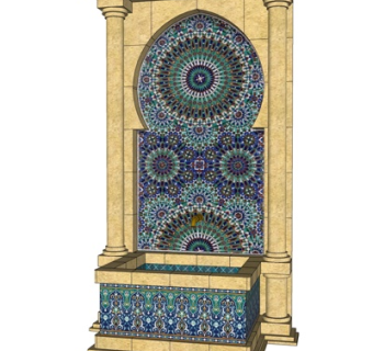 东南亚彩绘建筑构件su模型