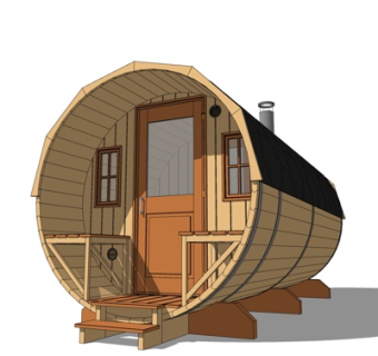 现代圆筒形小木屋su模型