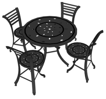 工业风金属户外休闲桌椅su模型