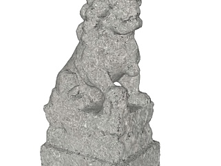 中式石狮子su模型