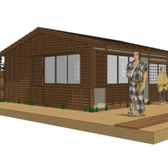 日式木屋别墅外观su模型