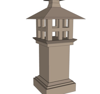 新中式户外景观灯su模型