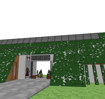 现代景区厕所外观su模型