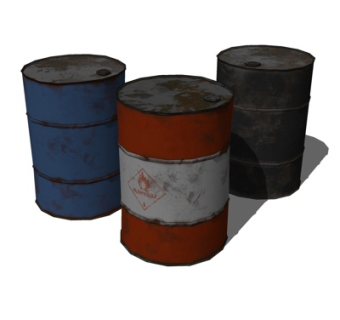 工业风油桶摆件su模型