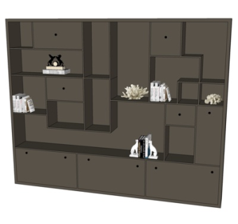 现代实木装饰柜su模型