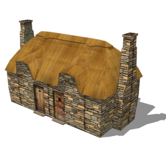 现代石屋外观su模型