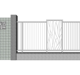 现代金属护栏su模型