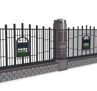 现代金属护栏su模型