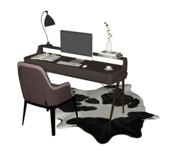 现代电脑桌椅su模型