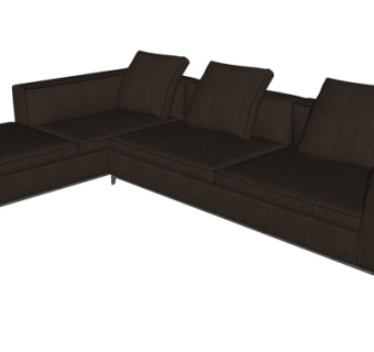 现代布艺多人沙发su模型