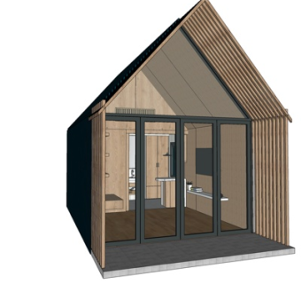 现代小木屋外观su模型