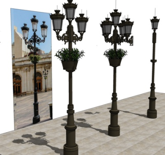 欧式金属路灯su模型