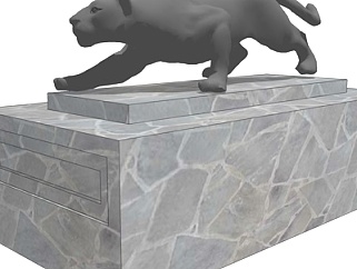 现代猎豹雕塑su模型