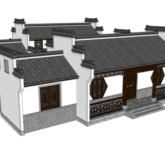 中式四合院su模型