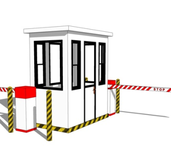 现代门卫亭su模型